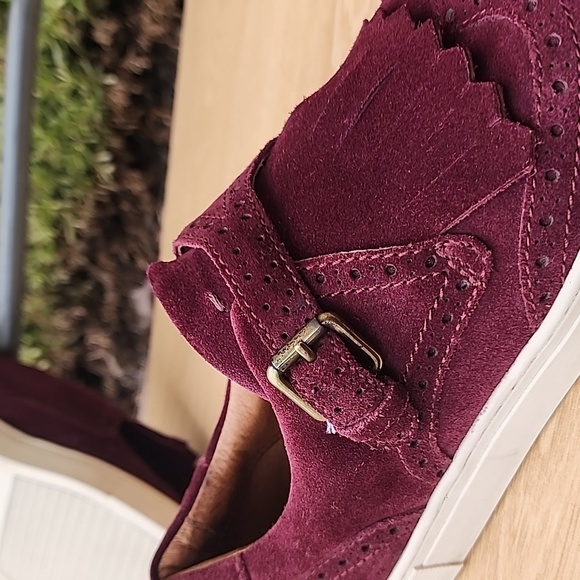 Frye  Gemma fringe Kiltie Bordeaux wine burgundy Sneakers Size 7 - Picture 11 of 15